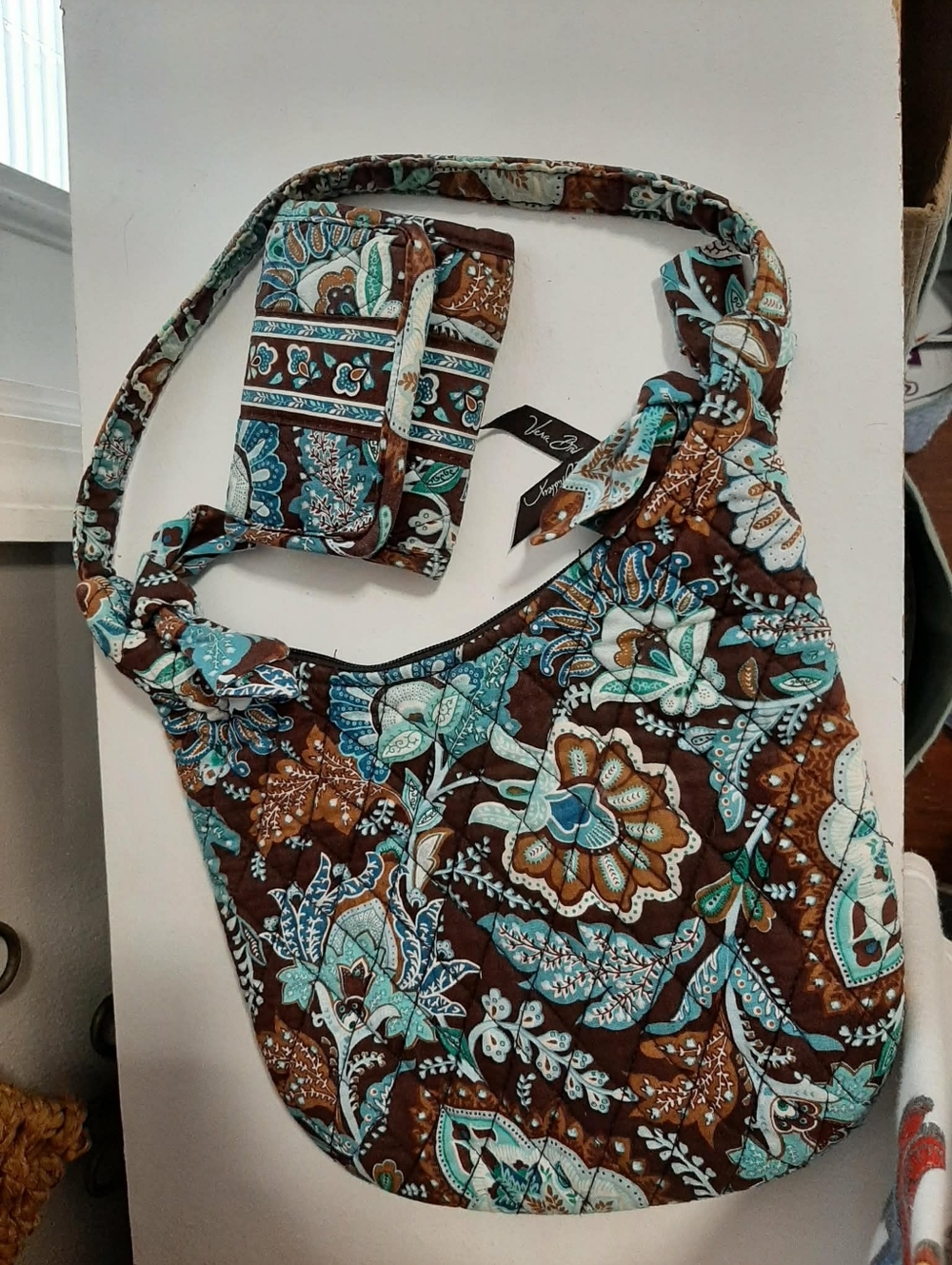 VERA BRADLEY Java Blue "Olivia" Sm Hobo Bag & Wallet 2 Pc Set - Picture 12 of 13